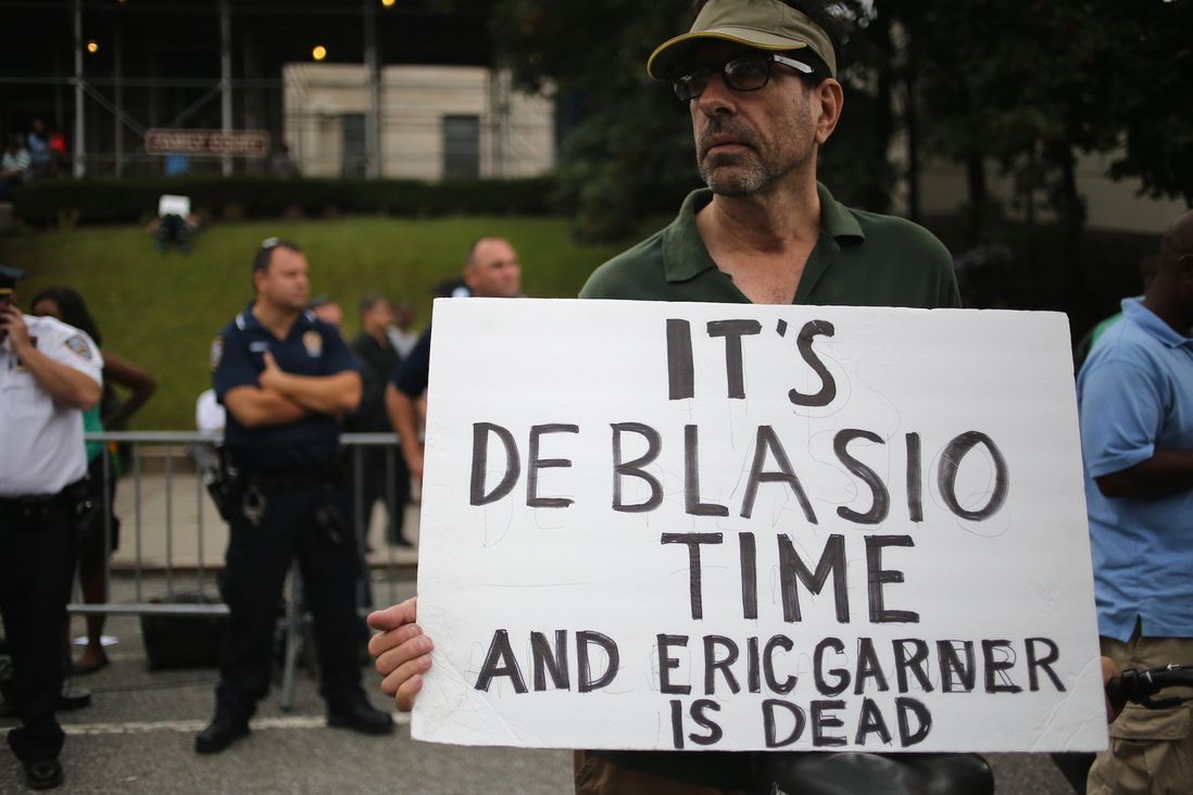 One protestor noted that despite the change in the city’s administration and NYPD leadership, deaths of unarmed civilians were still occurring.